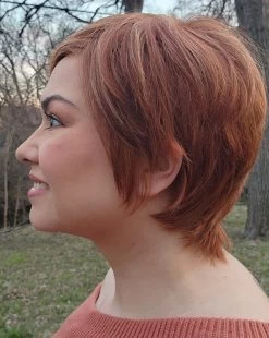 Billie Wig By Envy | Human Hair/Synthetic Blend -Beautique Hair Shop BilliebyEnvyLighterRed2Side