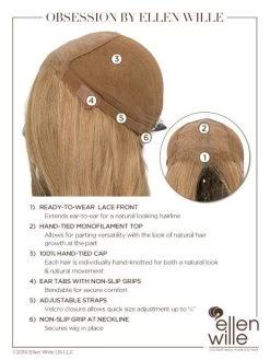Obsession Wig By Ellen Wille | Mono Top -Beautique Hair Shop EWOBSESS Cap Details