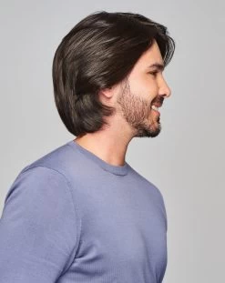 Sharp Men's Wig By HIM | Mono Top | Human Hair Blend 26 Sharp Men's Wig By HIM | Mono Top | Human Hair Blend -Beautique Hair Shop HIM Sharp Model2 OutoftheBox Side2