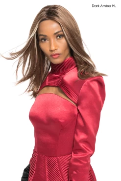 Bliss Wig By TressAllure | Synthetic -Beautique Hair Shop RealisticLowDensityHairStrandsBliss Dark Amber 1315 Edit